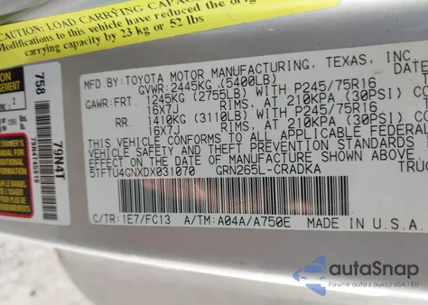 2013 Toyota Tacoma Prerunner V6 из США, поврежденный, VIN 5TFTU4GNXDX031070